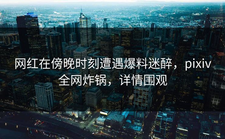 网红在傍晚时刻遭遇爆料迷醉，pixiv全网炸锅，详情围观