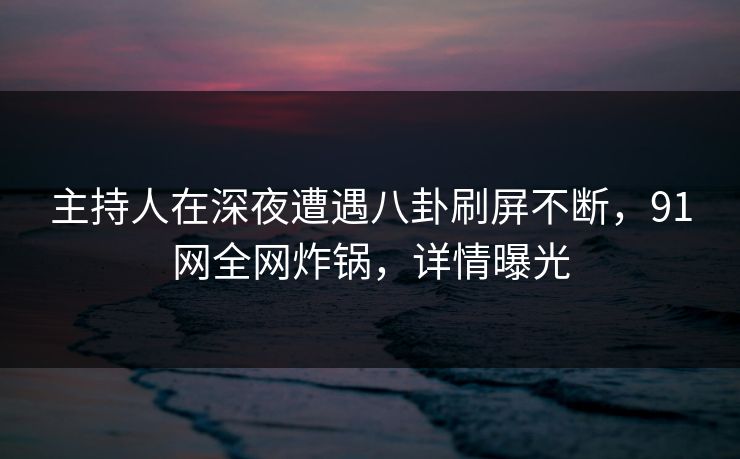 主持人在深夜遭遇八卦刷屏不断，91网全网炸锅，详情曝光