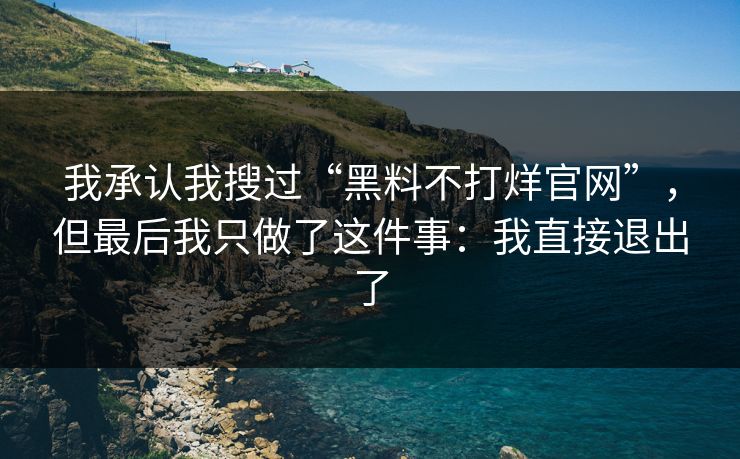 我承认我搜过“黑料不打烊官网”，但最后我只做了这件事：我直接退出了