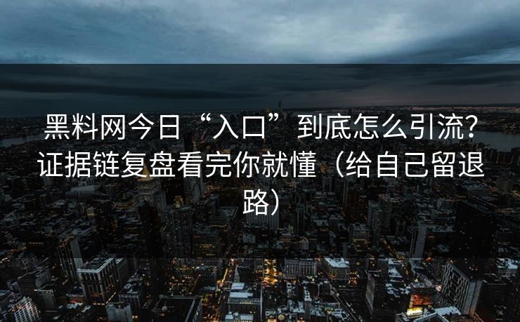 黑料网今日“入口”到底怎么引流?证据链复盘看完你就懂(给自己留退路) 黑料网今日“入口”到底怎么引流?证据链复盘看完你就懂(给自己留退路)
