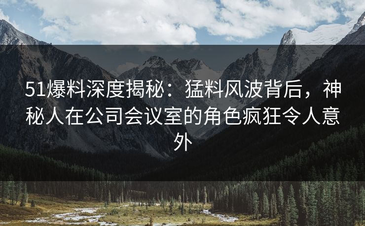 51爆料深度揭秘：猛料风波背后，神秘人在公司会议室的角色疯狂令人意外