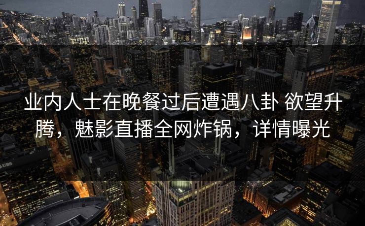 业内人士在晚餐过后遭遇八卦 欲望升腾，魅影直播全网炸锅，详情曝光